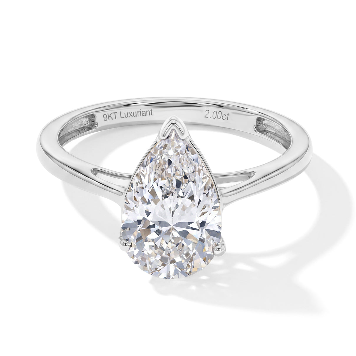 Luxuriant - 9K White Gold SGL Certified Lab Grown Diamond (VS-E-F) Solitaire Ring 2.00 Ct. 8734879 0
