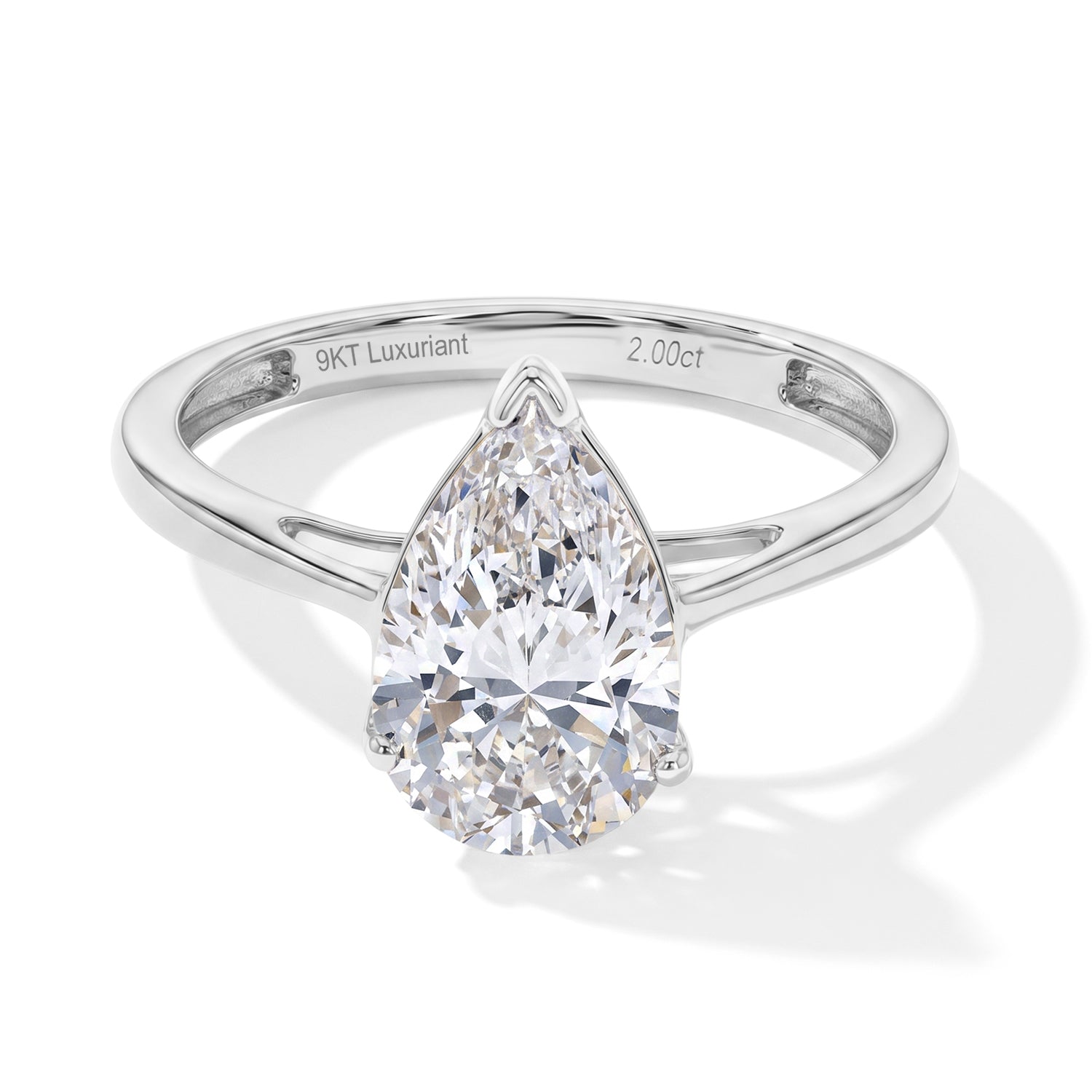 Luxuriant - 9K White Gold SGL Certified Lab Grown Diamond (VS-E-F) Solitaire Ring 2.00 Ct. 8734880 0
