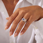 D'Joy - Multi Sapphire & White Zircon Ring in Rhodium Overlay Sterling Silver 1.24 Ct._8734890_1