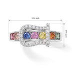 D'Joy - Multi Sapphire & White Zircon Ring in Rhodium Overlay Sterling Silver 1.24 Ct._8734890_5