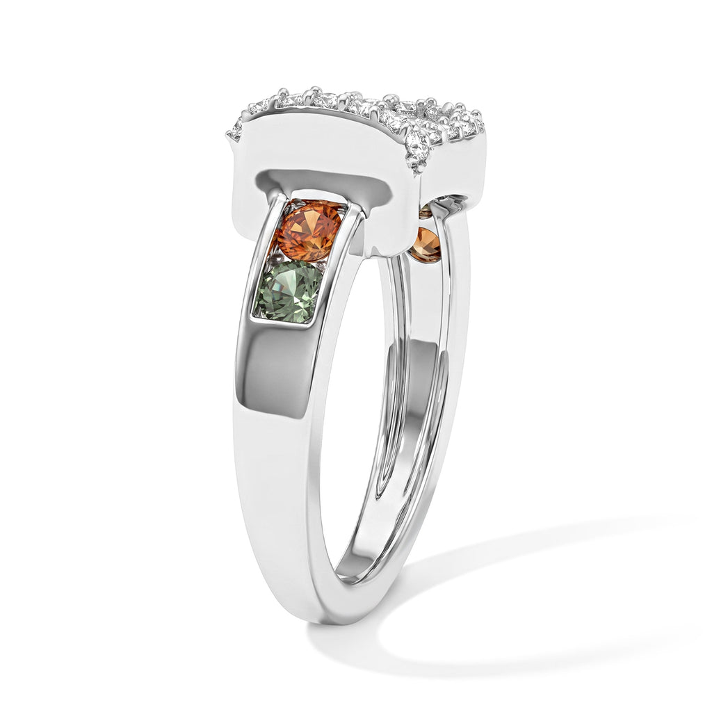 D'Joy - Multi Sapphire & White Zircon Ring in Rhodium Overlay Sterling Silver 1.24 Ct._8734894_3