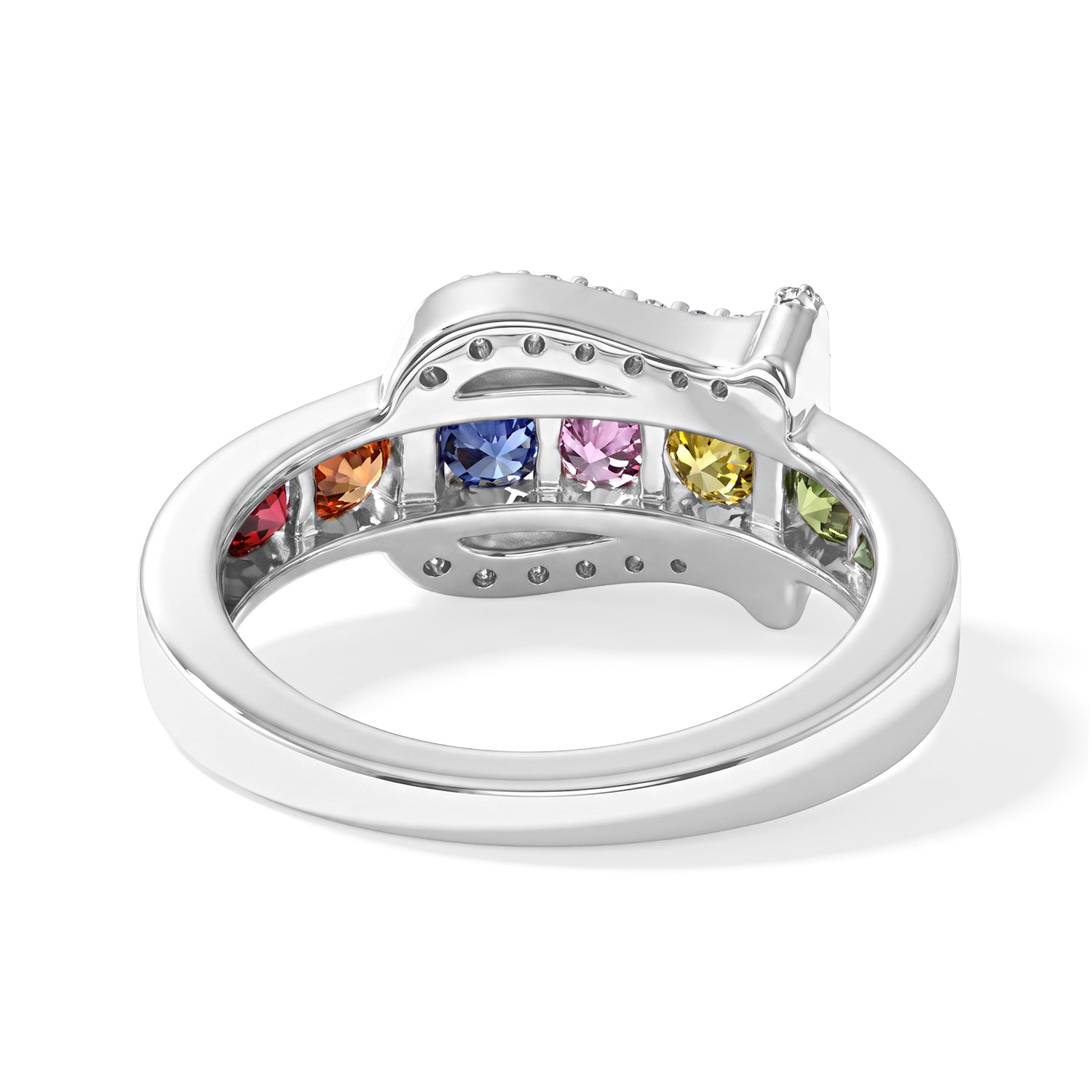 D'Joy - Multi Sapphire &amp; White Zircon Ring in Rhodium Overlay Sterling Silver 1.24 Ct. 8734894 4