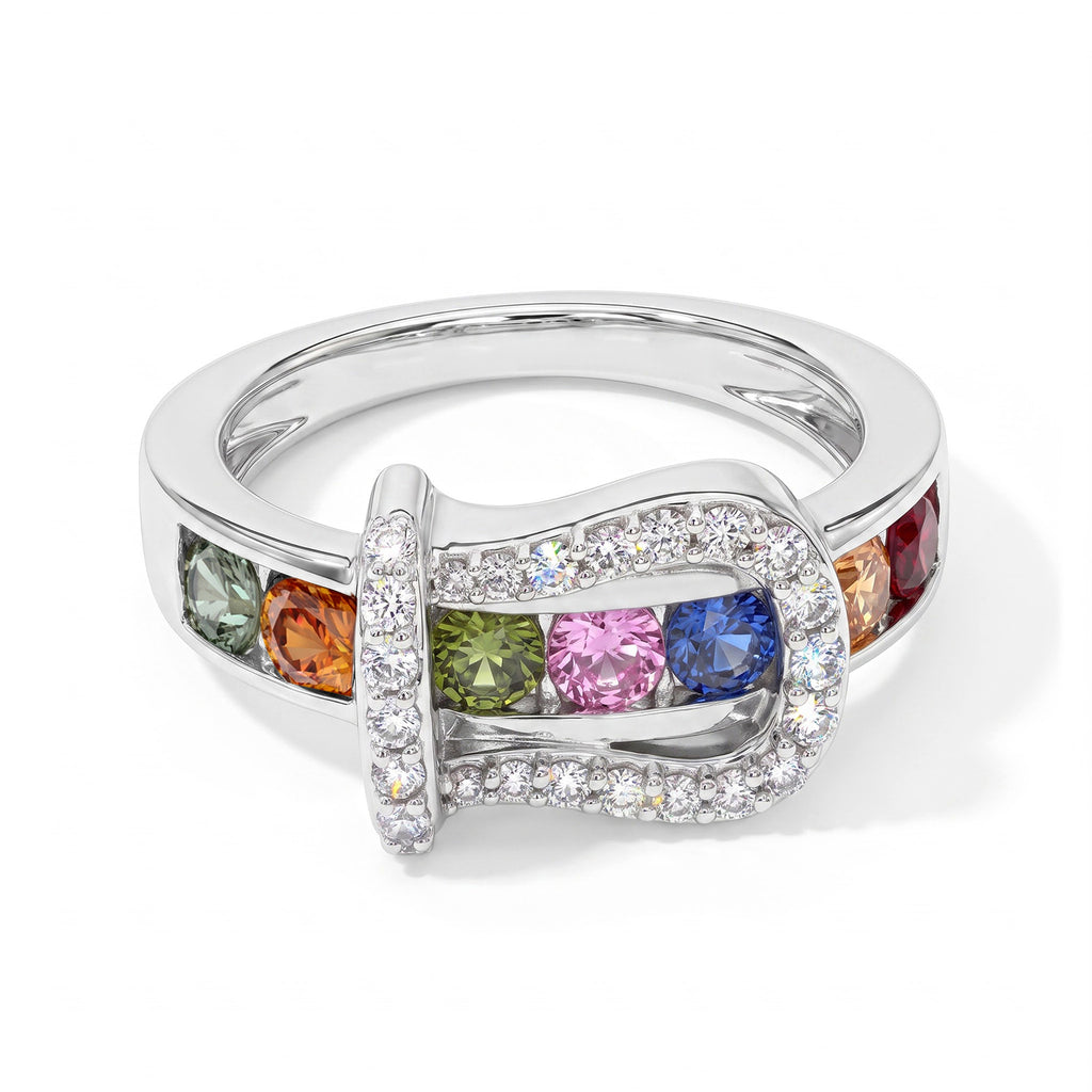 D'Joy - Multi Sapphire & White Zircon Ring in Rhodium Overlay Sterling Silver 1.24 Ct._8734897