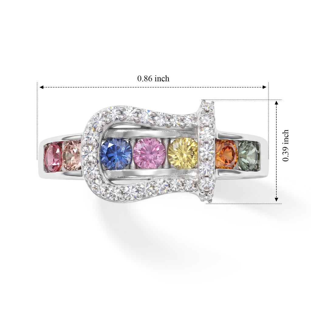 D'Joy - Multi Sapphire & White Zircon Ring in Rhodium Overlay Sterling Silver 1.24 Ct._8734897_5