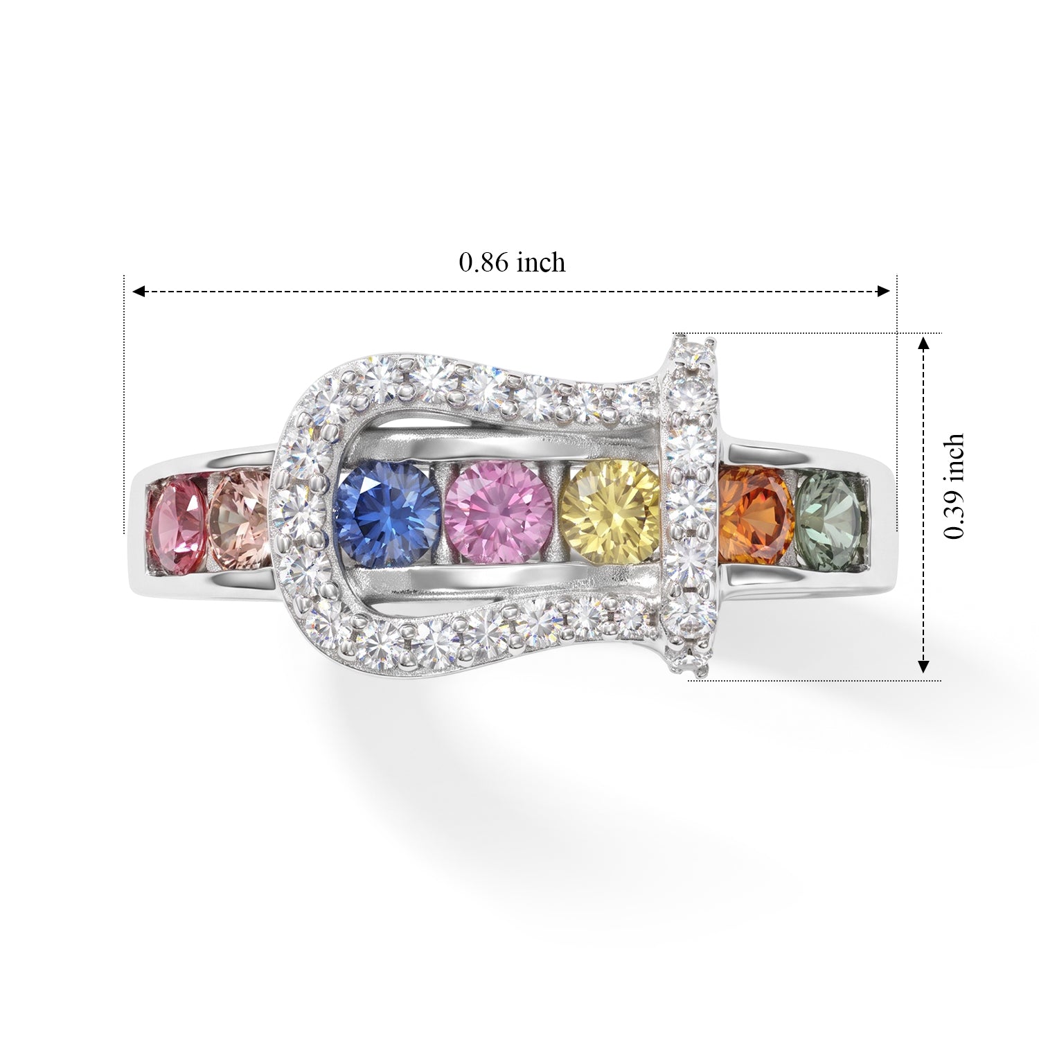 D'Joy - Multi Sapphire &amp; White Zircon Ring in Rhodium Overlay Sterling Silver 1.24 Ct. 8734897 5