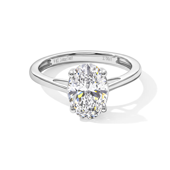 DOD - 9K White Gold Lab Grown Diamond (VS-E-F) Oval Cut Solitaire Ring 2.00 Ct. 8734917 1