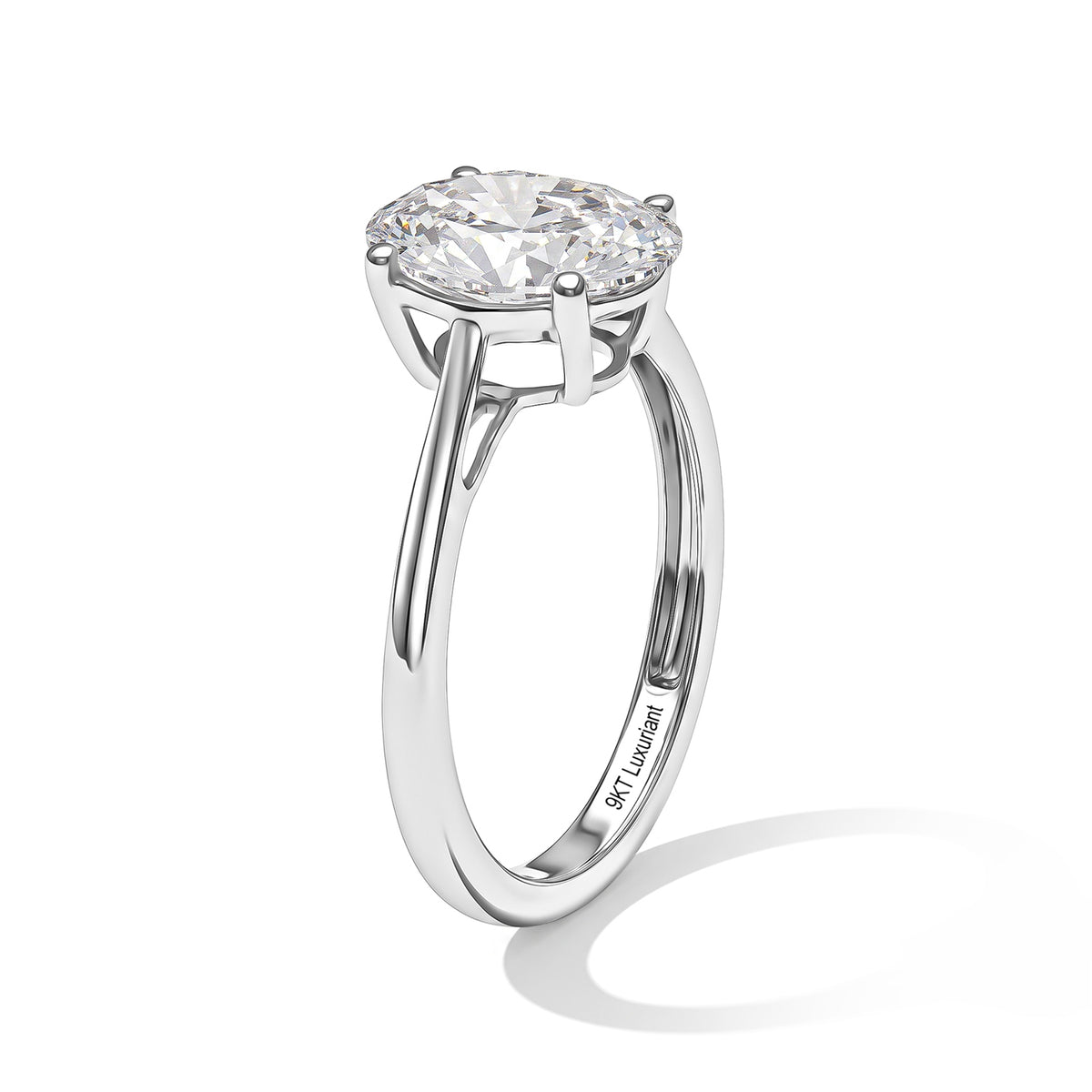 DOD - 9K White Gold Lab Grown Diamond (VS/E-F) Oval Cut Solitaire Ring 2.00 Ct. 8734918 4
