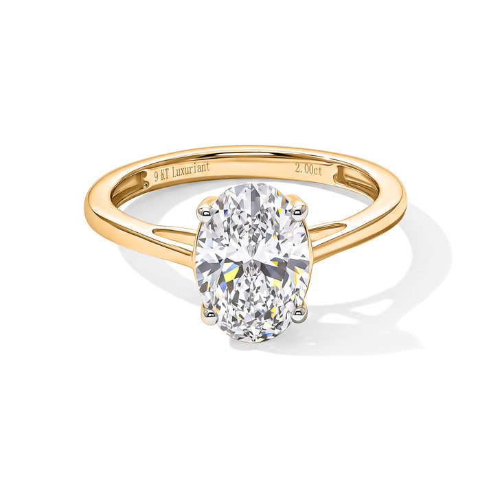 Luxuriant - 9K Yellow Gold Lab Grown Diamond (VS-E-F) Oval Cut Solitaire Ring 2.00 Ct. 8734935 1