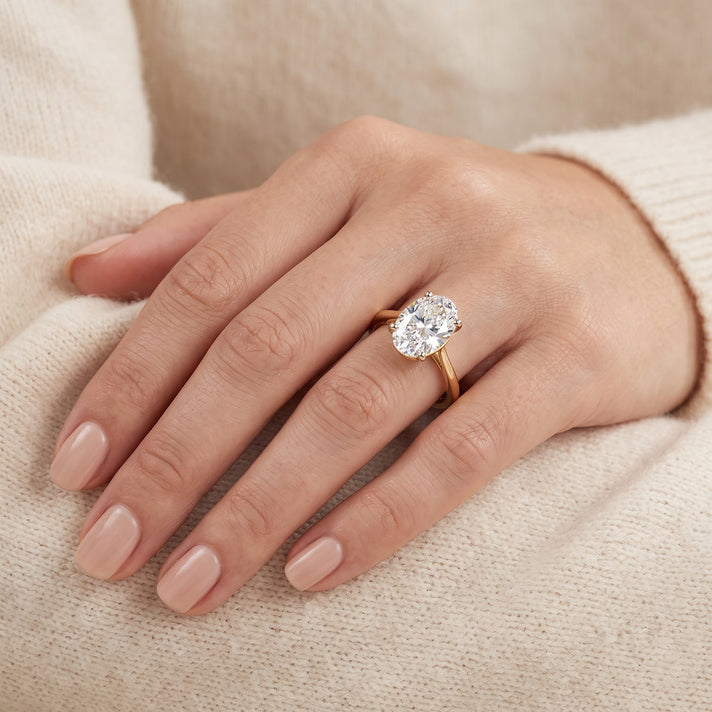 Luxuriant - 9K Yellow Gold Lab Grown Diamond (VS-E-F) Oval Cut Solitaire Ring 2.00 Ct. 8734935 2