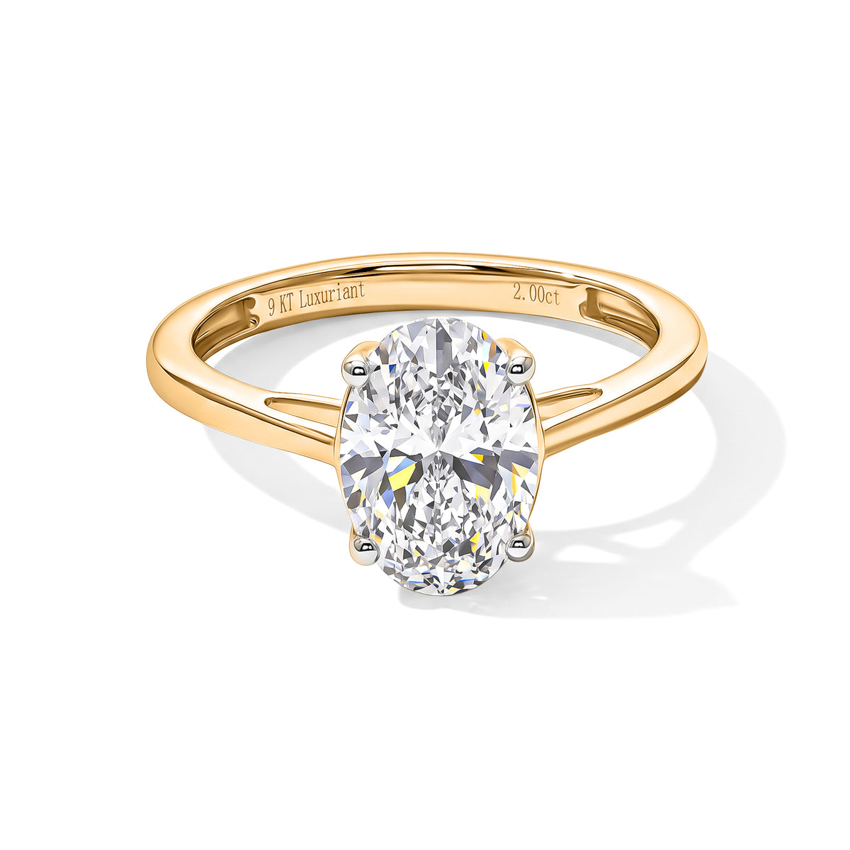 Luxuriant - 9K Yellow Gold Lab Grown Diamond (VS-E-F) Oval Cut Solitaire Ring 2.00 Ct. 8734938 0