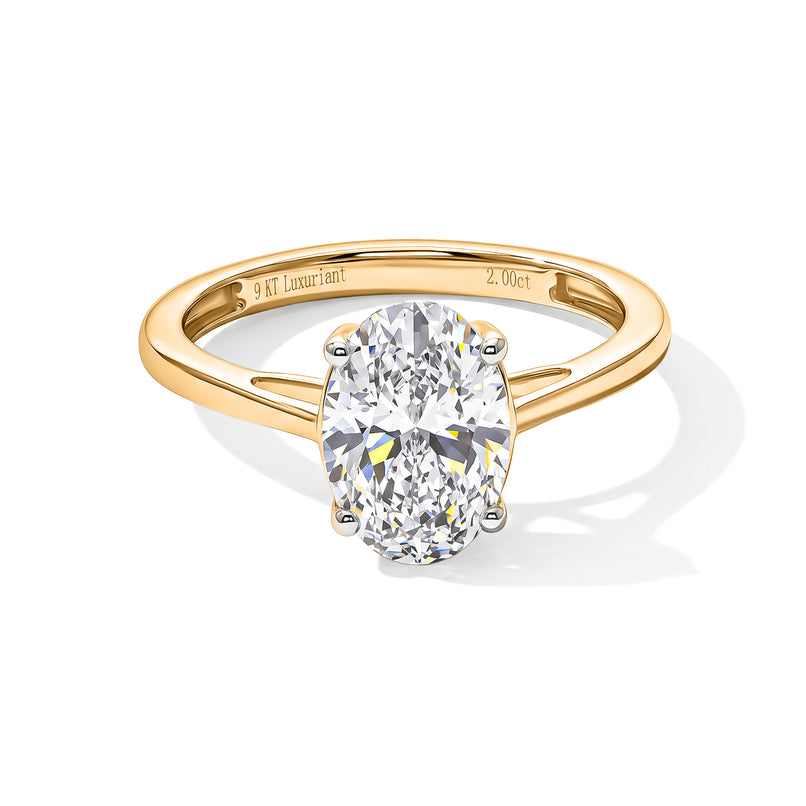 Black Friday Deal- 9K Yellow Gold Oval Lab Grown Diamond VS/EF Ring 2.00  Ct._8734938