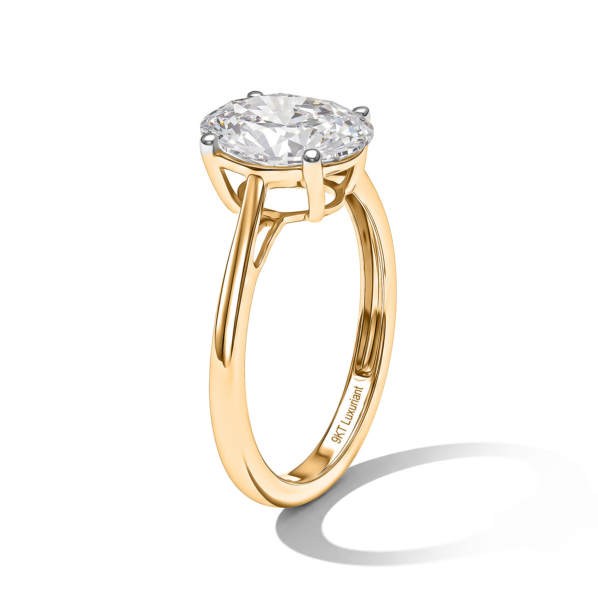Luxuriant - 9K Yellow Gold Lab Grown Diamond (VS-E-F) Oval Cut Solitaire Ring 2.00 Ct. 8734938 4