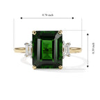 9K Yellow Gold Natural Chrome Diopside & Lab Grown Diamond (SI/G-H) Ring 3.60 Ct._8735605_5
