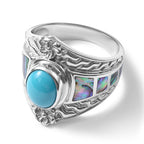 Royal Bali Collection - D'Joy Blue Turquoise & Abalone Shell Ring in Sterling Silver 3.36 Ct._8735822