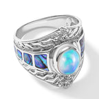 Royal Bali Collection - D'Joy Ethiopian Opal & Abalone Shell Ring in Sterling Silver 3.36 Ct._8735855