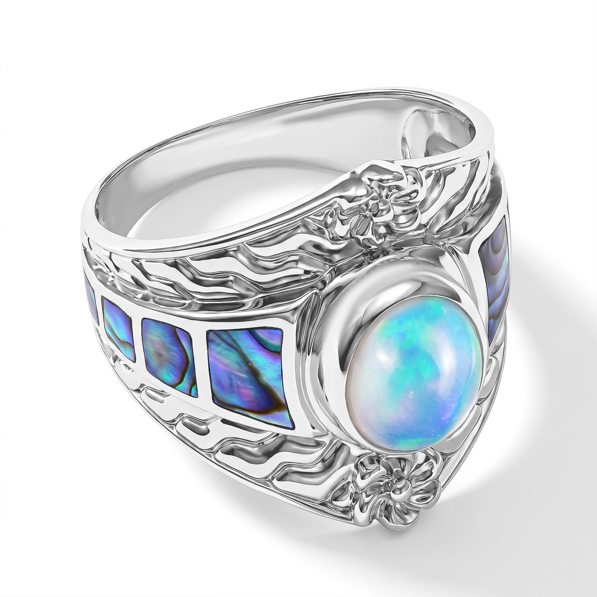 Royal Bali Collection - D'Joy Ethiopian Opal &amp; Abalone Shell Ring in Sterling Silver 3.36 Ct. 8735855 0