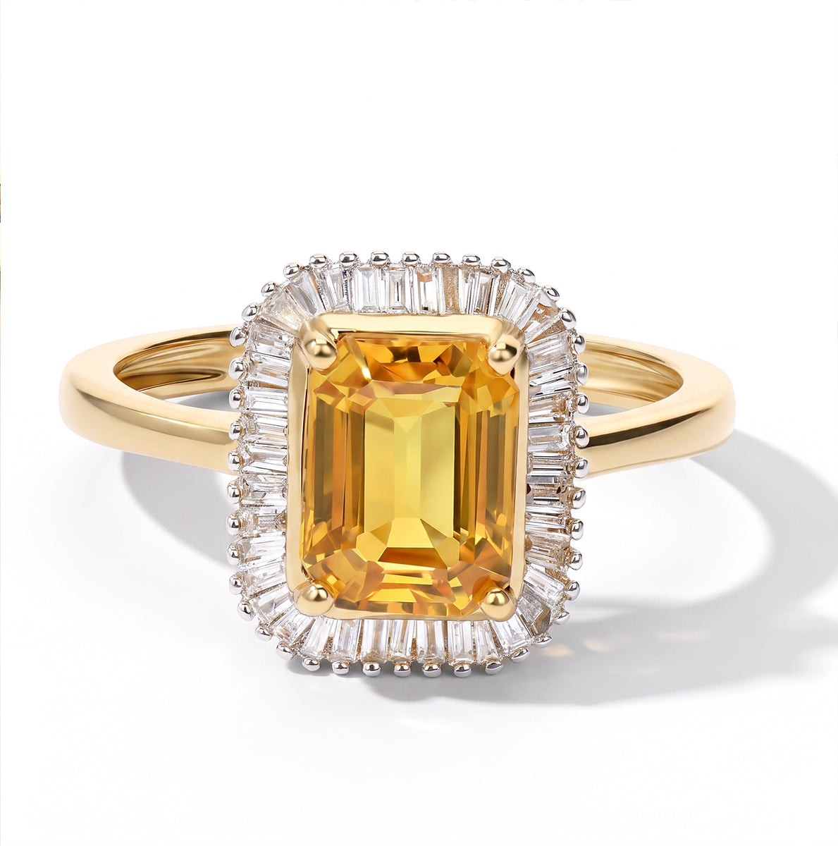 14K Yellow Gold AAA Loupe Clean Chanthaburi Yellow Sapphire &amp; Natural Diamond (I3-G-H) Ring 2.27 Ct. 8735889 0