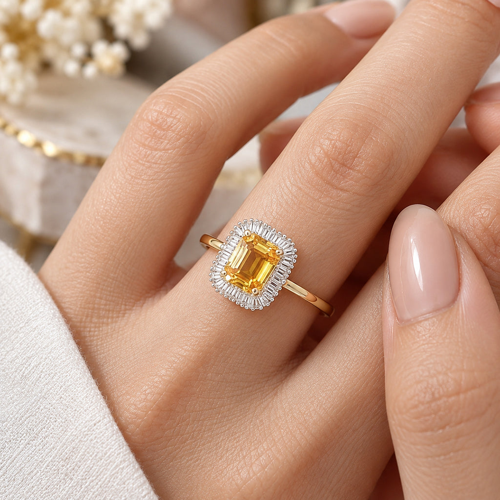 14K Yellow Gold AAAA Loupe Clean Chanthaburi Yellow Sapphire & Natural Diamond Ring 2.27 Ct._8735889_1