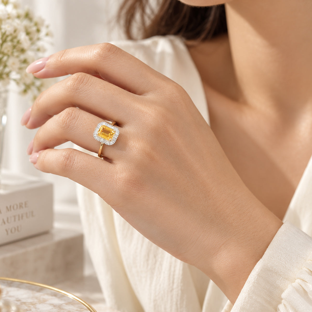 14K Yellow Gold AAA Loupe Clean Chanthaburi Yellow Sapphire &amp; Natural Diamond (I3-G-H) Ring 2.27 Ct. 8735889 3