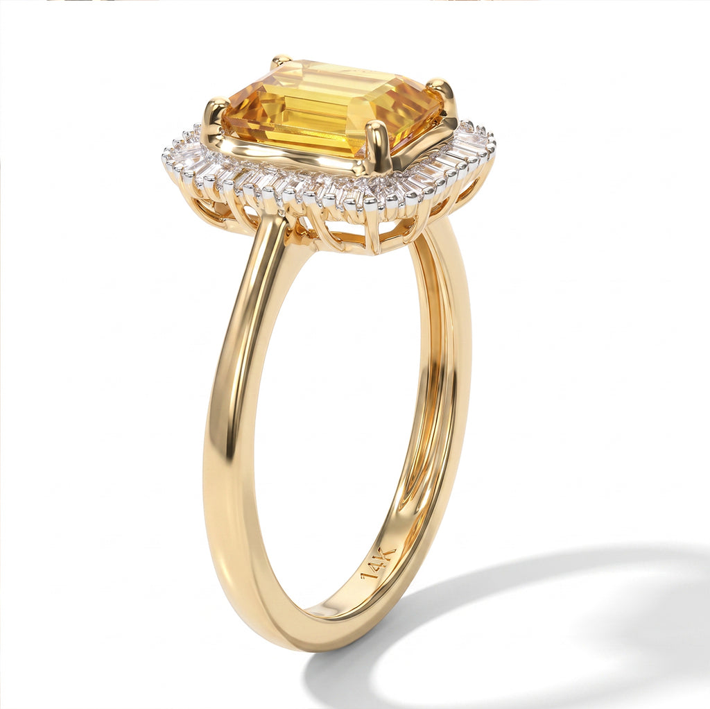 14K Yellow Gold AAAA Loupe Clean Chanthaburi Yellow Sapphire & Natural Diamond Ring 2.27 Ct._8735889_3