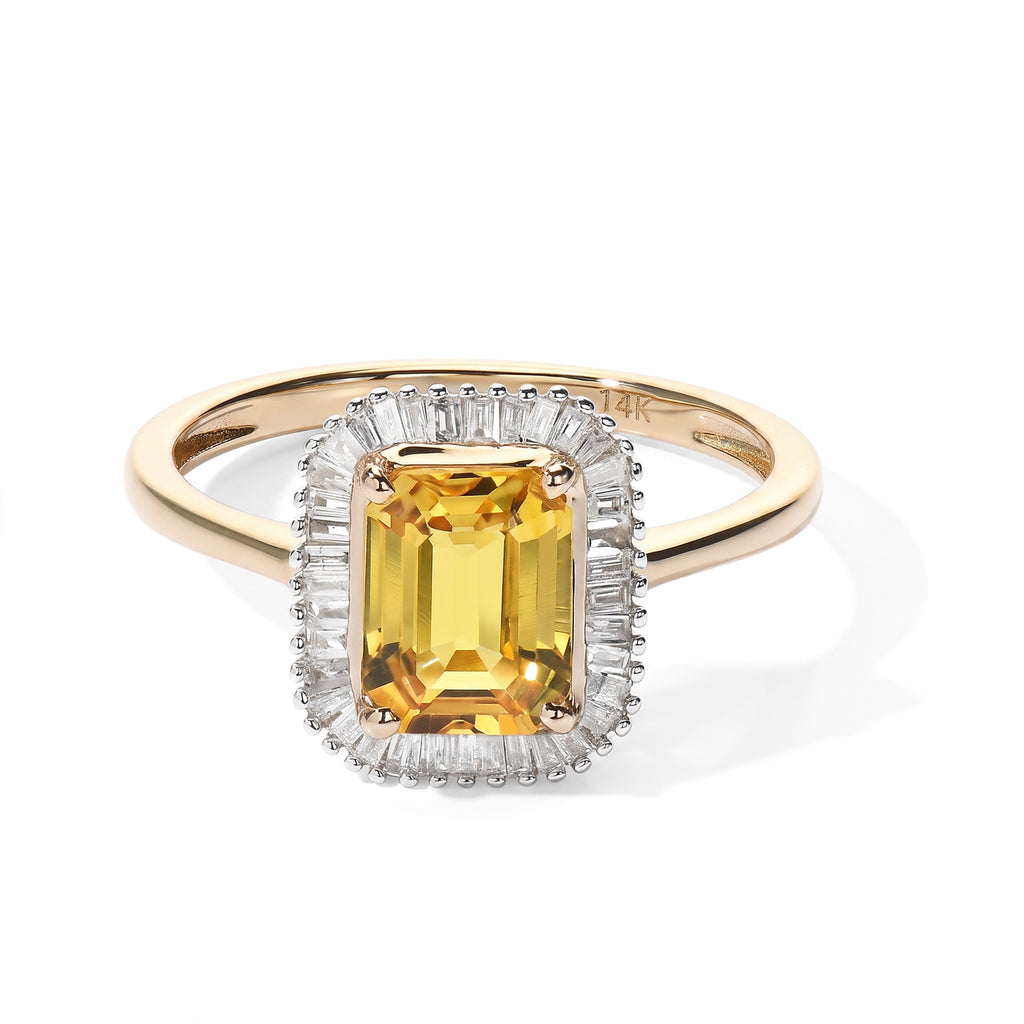 14K Yellow Gold AAA Yellow Sapphire & Natural White Diamond (I3) Solitaire Ring 2.27 Ct._8735893