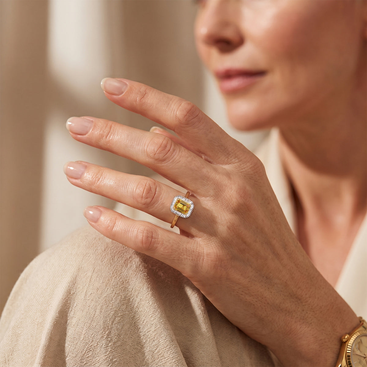 14K Yellow Gold AAA Yellow Sapphire &amp; Natural White Diamond (I3) Solitaire Ring 2.27 Ct. 8735893 2
