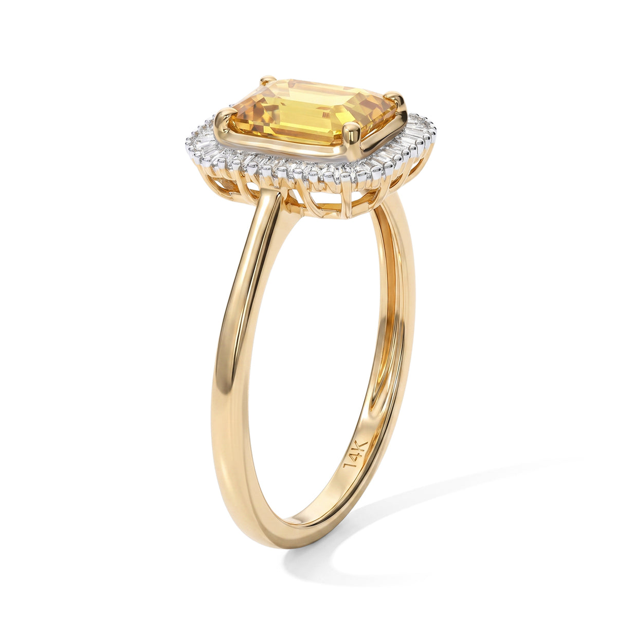 14K Yellow Gold AAA Yellow Sapphire &amp; Natural White Diamond (I3) Solitaire Ring 2.27 Ct. 8735893 3