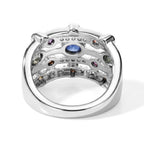 D'Joy Green Sapphire, Multi Gemstones Fancy Ring in Rhodium OverlaySterling Silver, Silver Wt.7 Gms  1.336  Ct._8735924_4