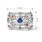 D'Joy Green Sapphire, Multi Gemstones Fancy Ring in Rhodium OverlaySterling Silver, Silver Wt.7 Gms  1.336  Ct._8735924_5