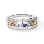 Luxuriant Multi Sapphire, Lab Grown Diamond Fancy Ring in Rhodium OverlaySterling Silver  0.954  Ct._8736007