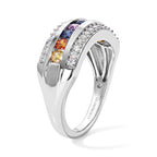 Luxuriant Multi Sapphire, Lab Grown Diamond Fancy Ring in Rhodium OverlaySterling Silver  0.954  Ct._8736007_3