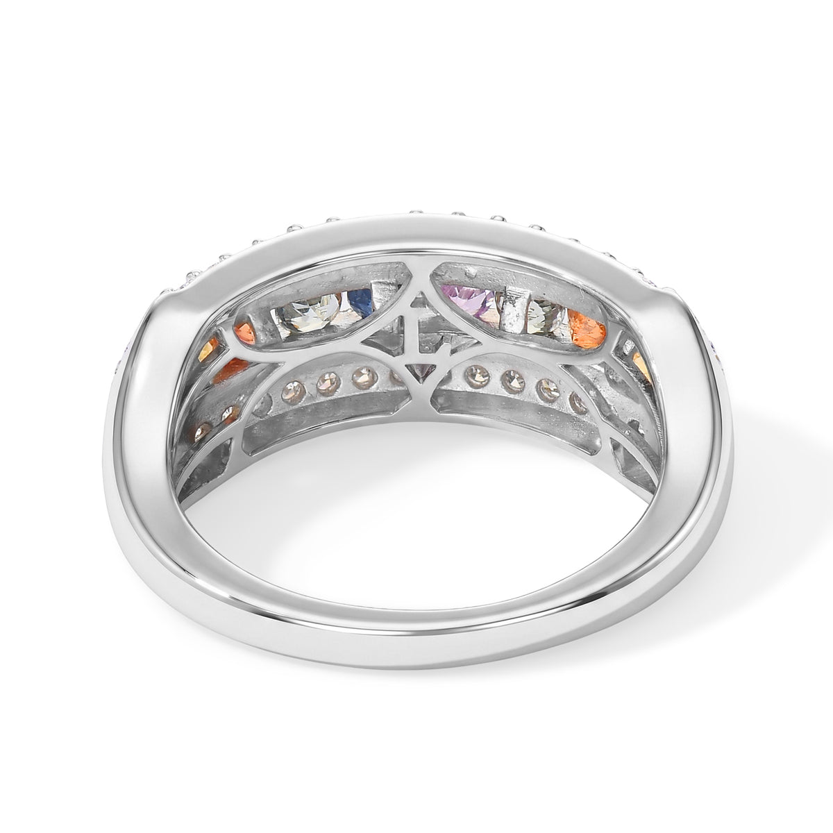 Luxuriant Multi Sapphire, Lab Grown Diamond Fancy Ring in Rhodium OverlaySterling Silver  0.954  Ct. 8736007 4