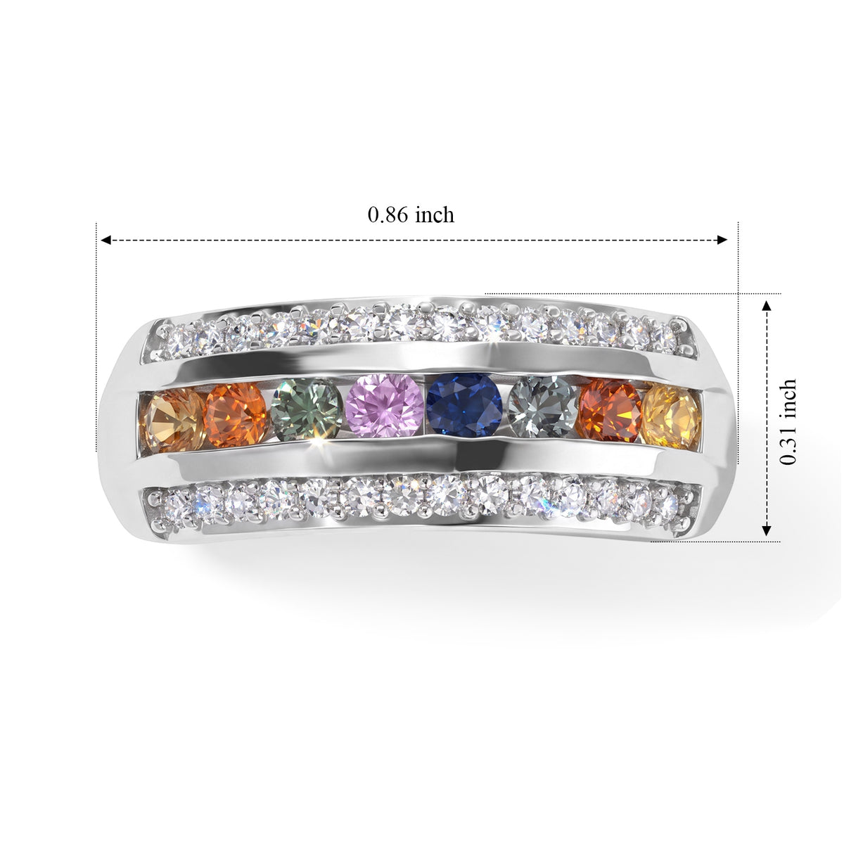 Luxuriant Multi Sapphire, Lab Grown Diamond Fancy Ring in Rhodium OverlaySterling Silver  0.954  Ct. 8736007 5