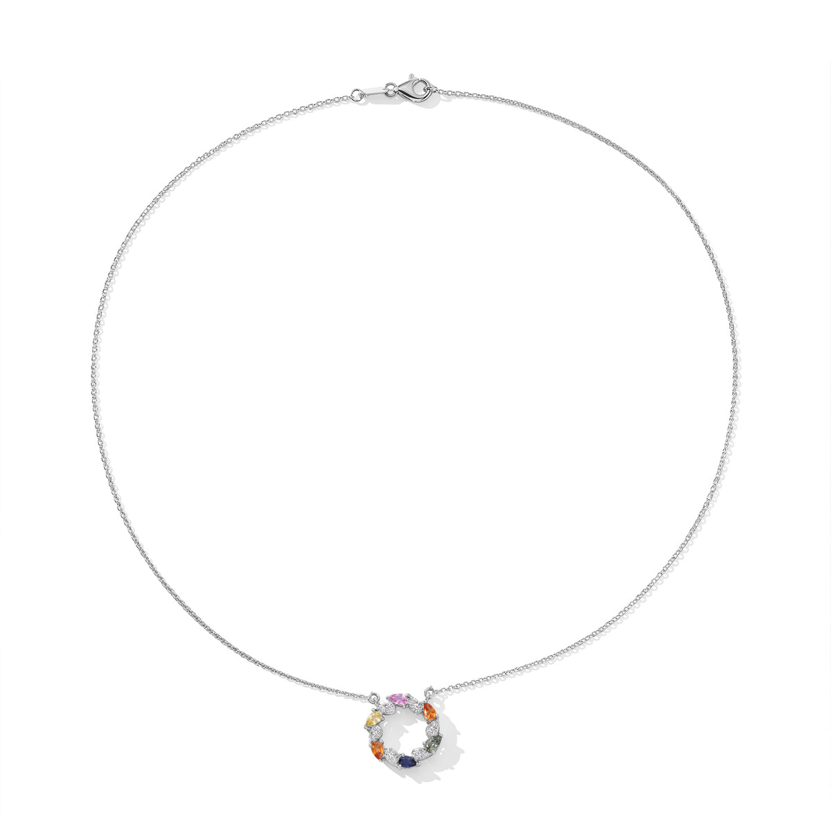 D'Joy Multi Sapphire, White Zircon Fancy Necklace (Size - 20) in Rhodium OverlaySterling Silver  2.109  Ct. 8736044 3