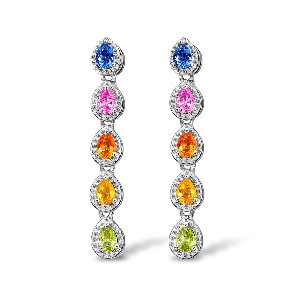 D'Joy Multi Sapphire Dangling Earring in Rhodium OverlaySterling Silver  1.724  Ct. 8736105 0