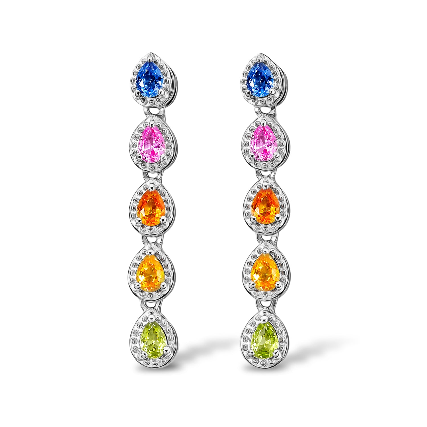 D'Joy Multi Sapphire Dangling Earring in Rhodium OverlaySterling Silver  1.724  Ct. 8736105 0