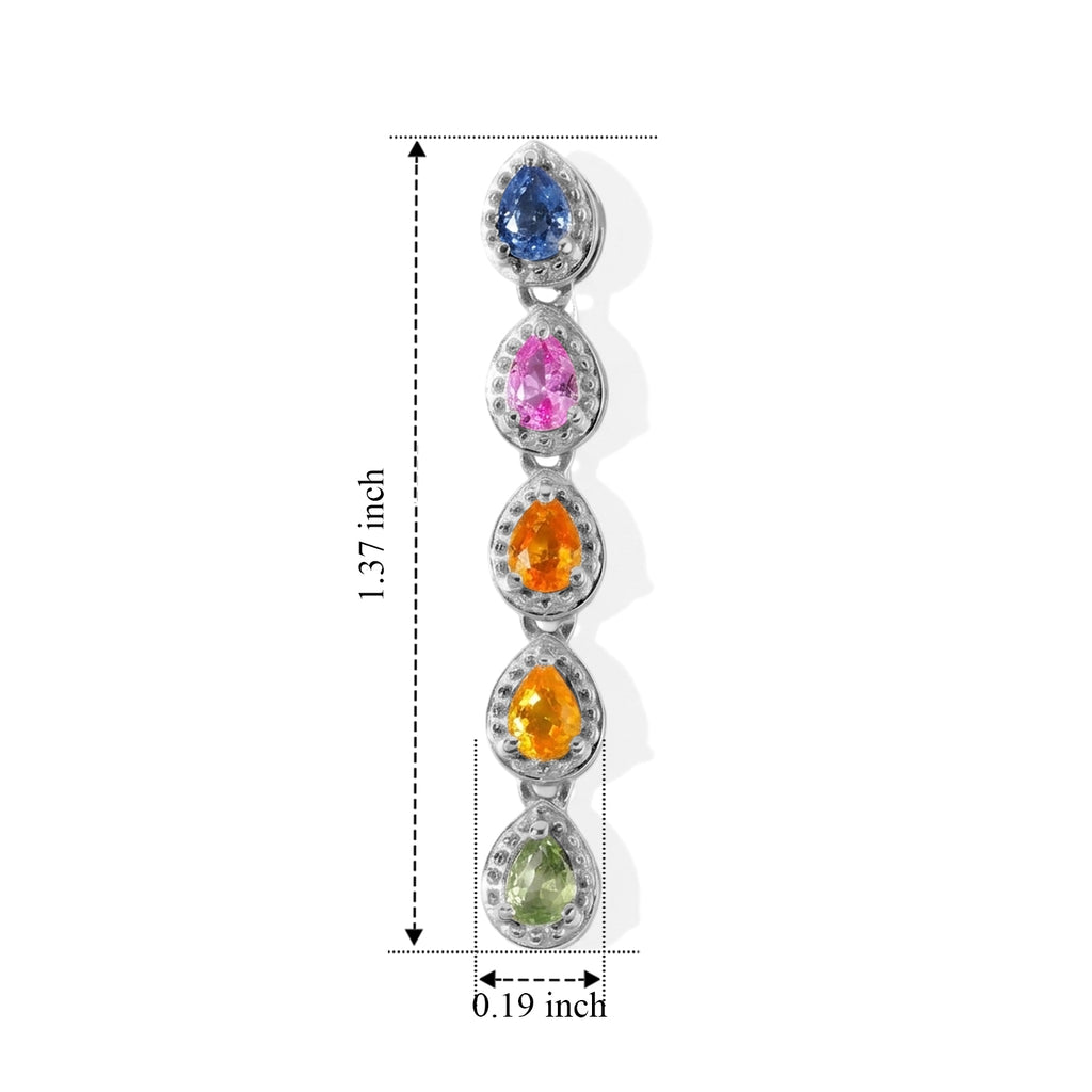 D'Joy Multi Sapphire Dangling Earring in Rhodium OverlaySterling Silver  1.724  Ct._8736105_4