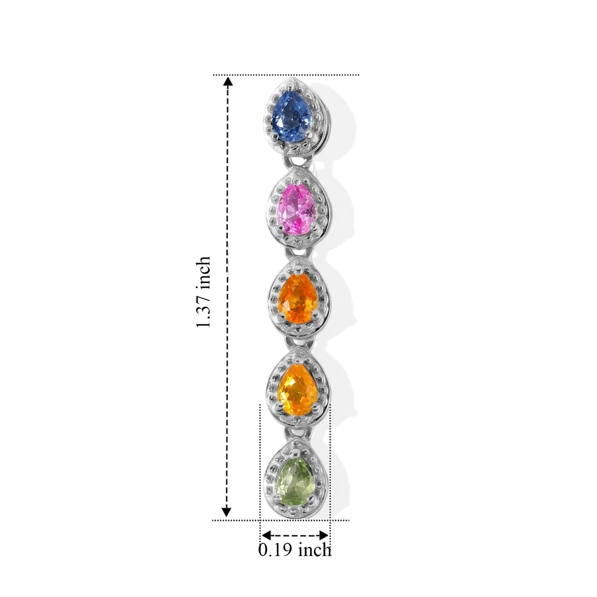 D'Joy Multi Sapphire Dangling Earring in Rhodium OverlaySterling Silver  1.724  Ct. 8736105 4
