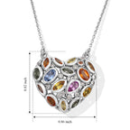 D'Joy Orange Sapphire, Multi Gemstones Cluster Necklace (Size - 20) in Rhodium OverlaySterling Silver  2.836  Ct._8737307_4