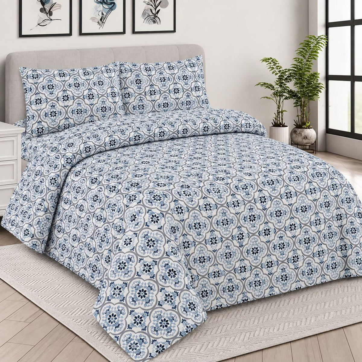 IW Special Microfiber Bedding Set - Blue &amp; White 8737560 0