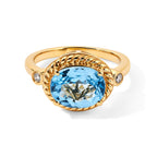 Luxuriant Swiss Blue Topaz, Lab Grown Diamond 3 Stone Ring Sterling Silver  3.106  Ct._8738872