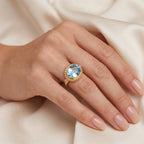 Luxuriant Swiss Blue Topaz, Lab Grown Diamond 3 Stone Ring Sterling Silver  3.106  Ct._8738872_1
