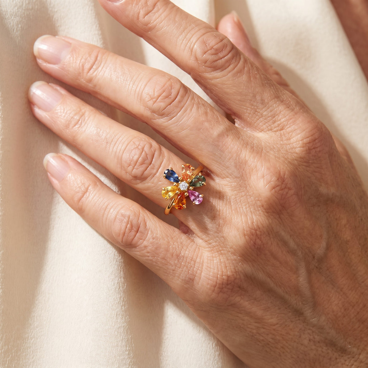 D'Joy - Multi Sapphire &amp; Lab Grown Diamond Floral Ring in 18K Vermeil Yellow Gold Plated Sterling Silver 2.16 Ct. 8738902 2