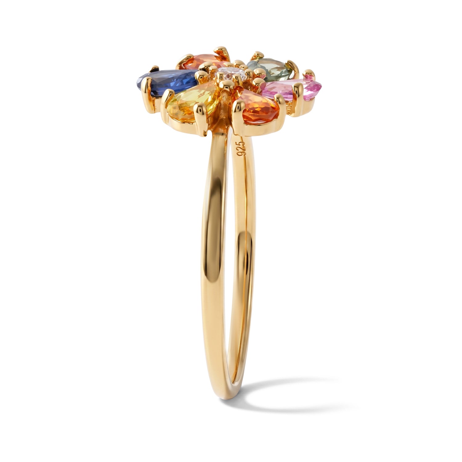 D'Joy - Multi Sapphire &amp; Lab Grown Diamond Floral Ring in 18K Vermeil Yellow Gold Plated Sterling Silver 2.16 Ct. 8738904 3
