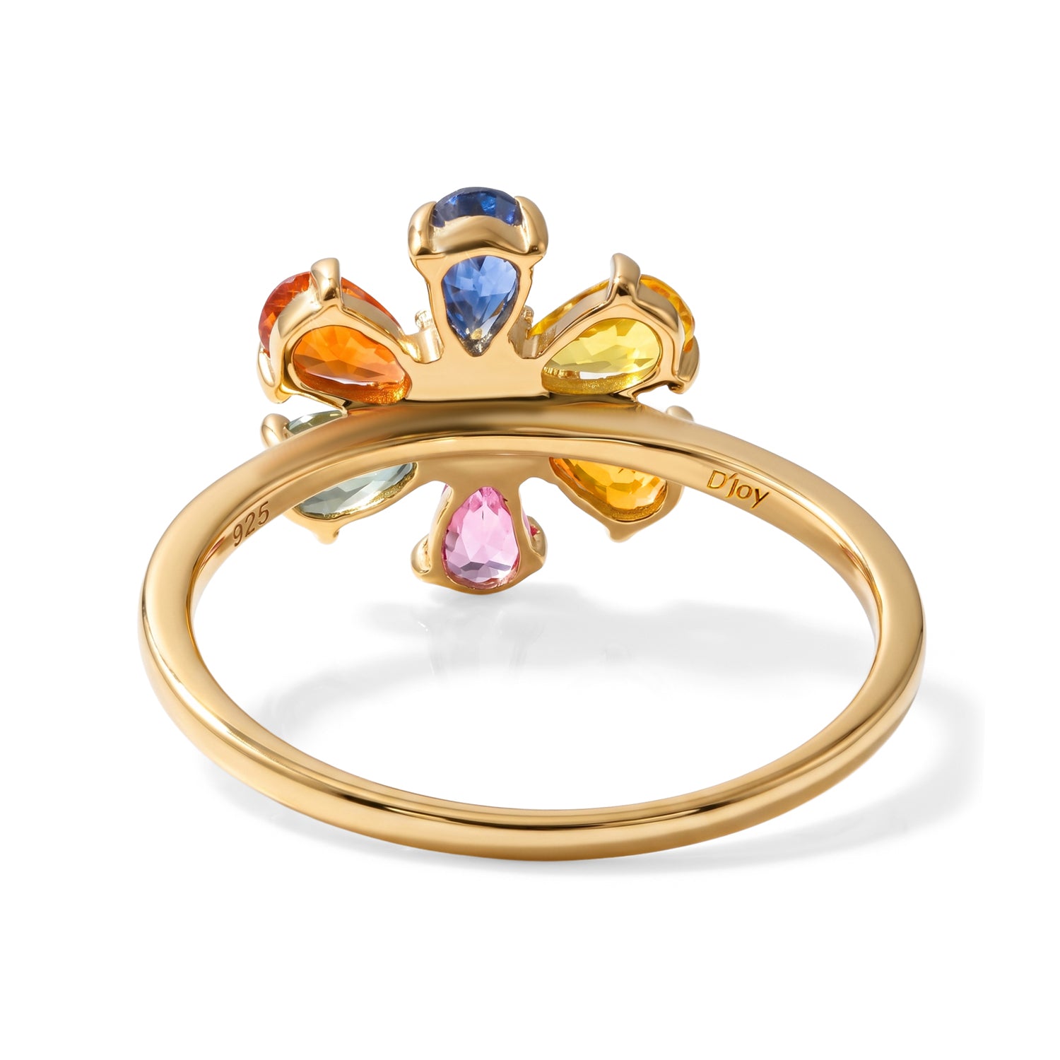 D'Joy - Multi Sapphire &amp; Lab Grown Diamond Floral Ring in 18K Vermeil Yellow Gold Plated Sterling Silver 2.16 Ct. 8738904 4