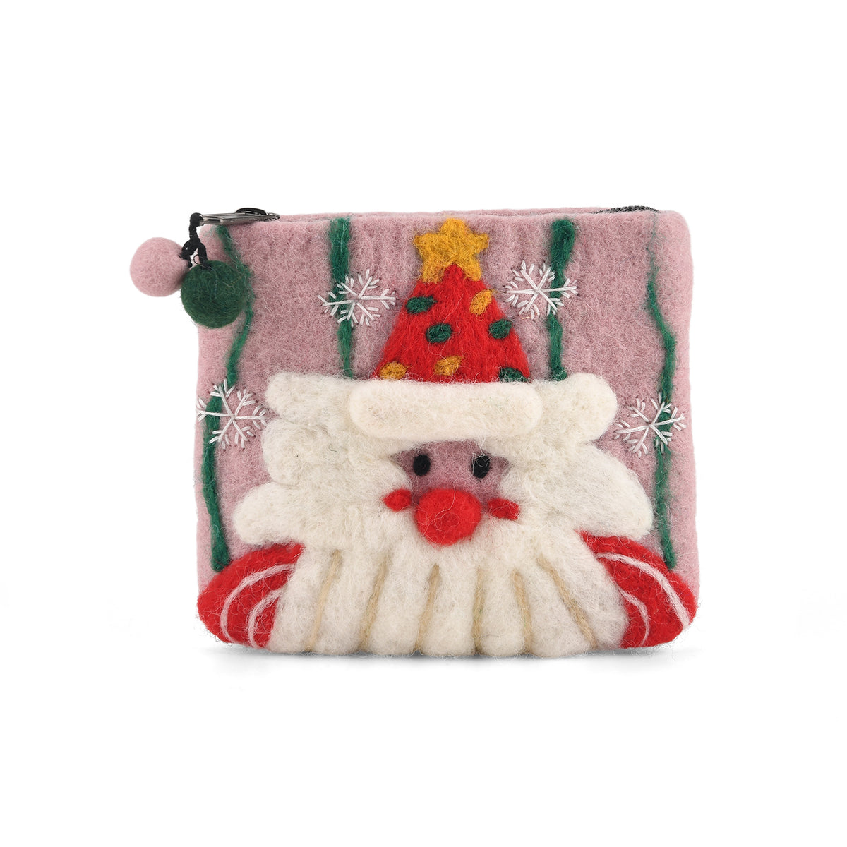 Santa Claus Wool Zipped Coin Purse Wallet - Pink 8739062 0