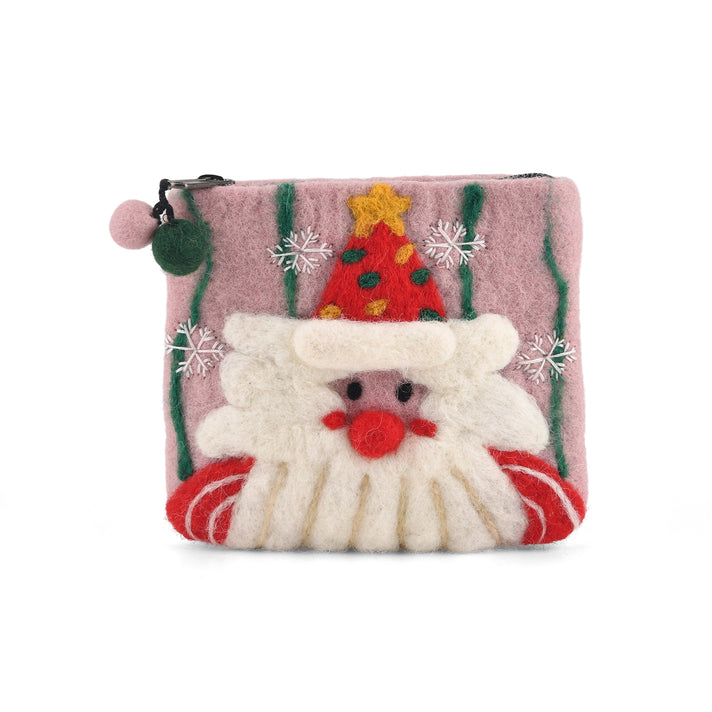 Santa Claus Wool Zipped Coin Purse Wallet - Pink 8739062 1