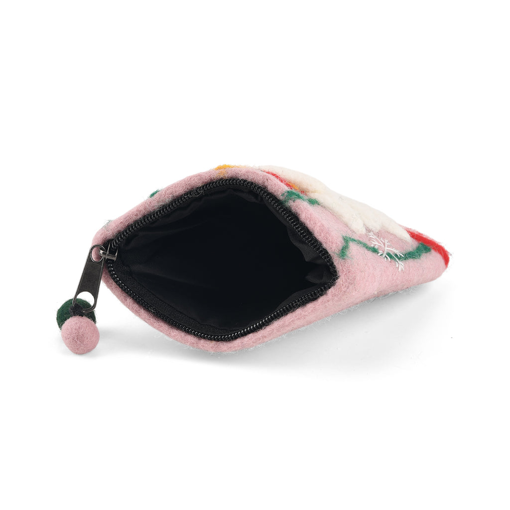 Wool Patterned Wallet (Size 14x12x1 cm) - Pink_8739062_4
