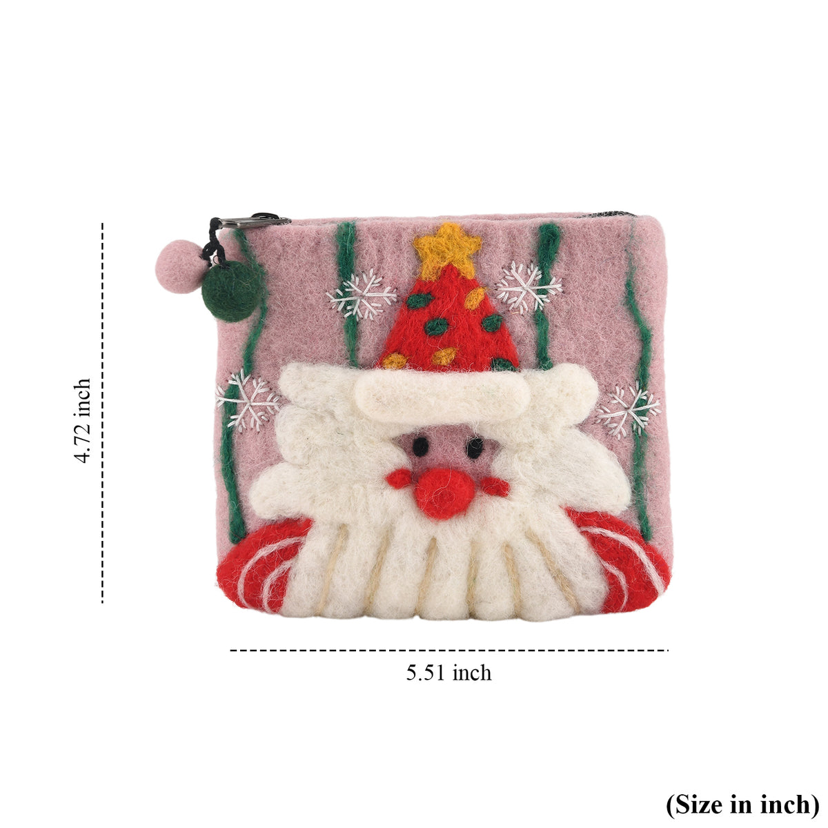 Santa Claus Wool Zipped Coin Purse Wallet - Pink 8739062 6