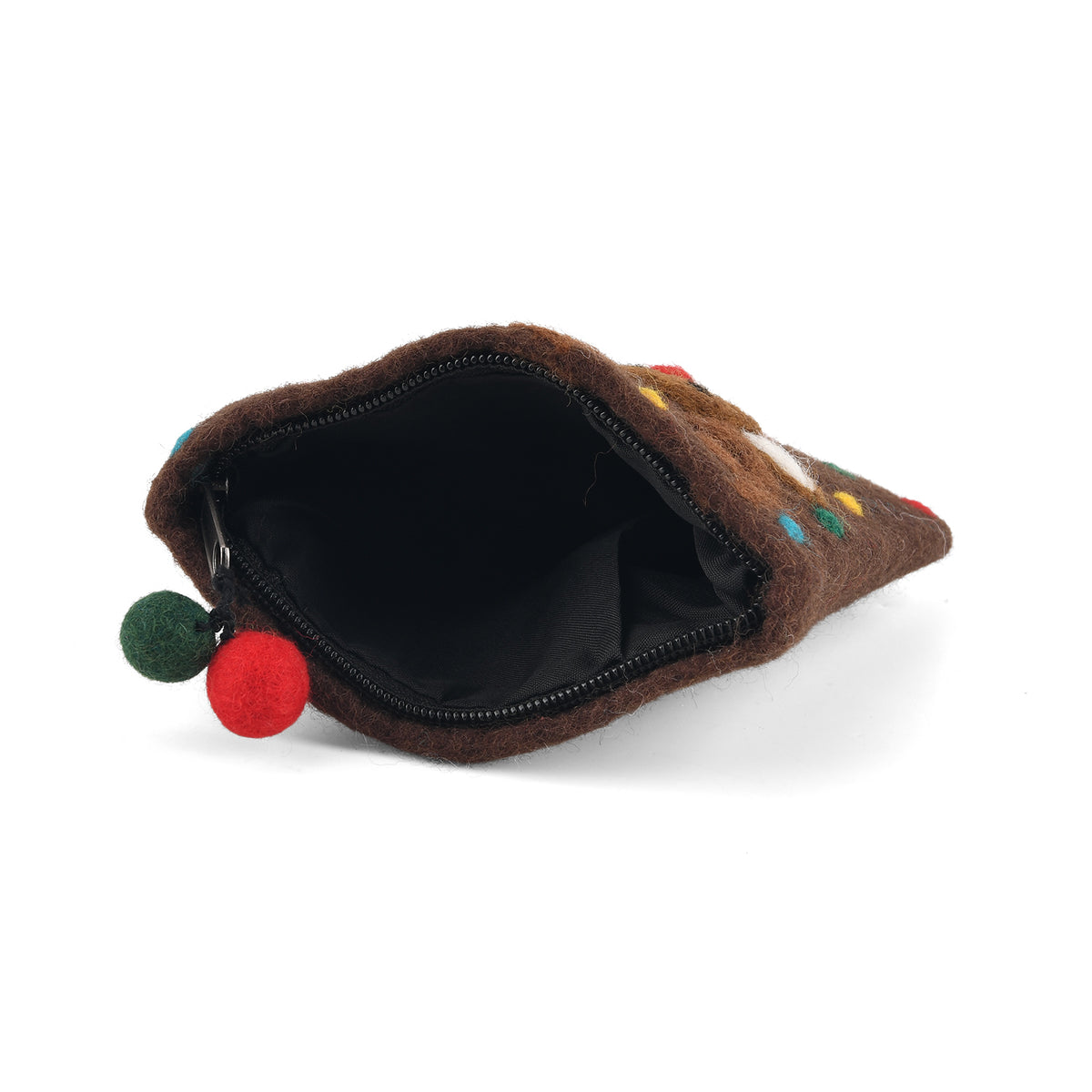 Reindeer Design Wool Zipped Coin Purse Wallet - Brown 8739081 4